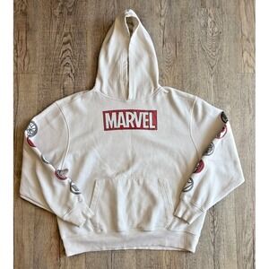 Marvel Hoodie Unisex Adult Medium w Character‎ Logos White Sweatshirt Pocket